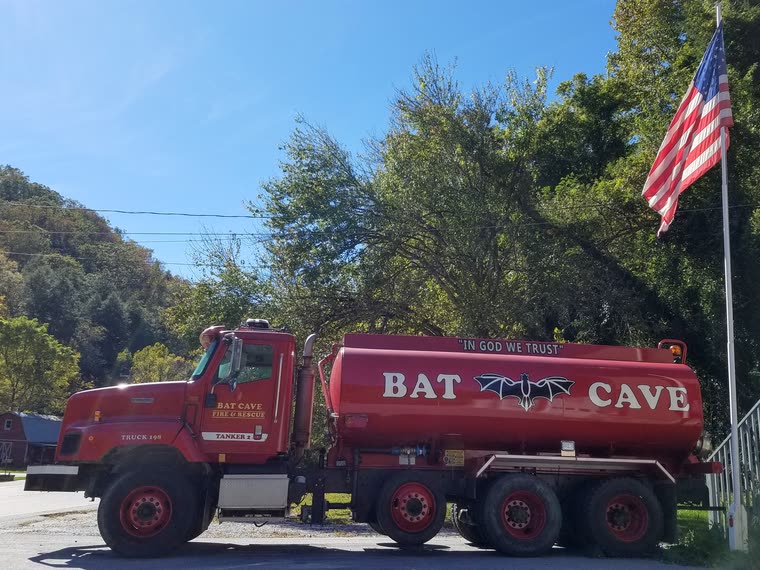 Volunteer fire and rescue tanker truck, Bat Cave, North Carolina
